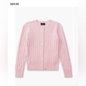 Ralph Lauren Light Pink Kids Cable Knit Cardigan